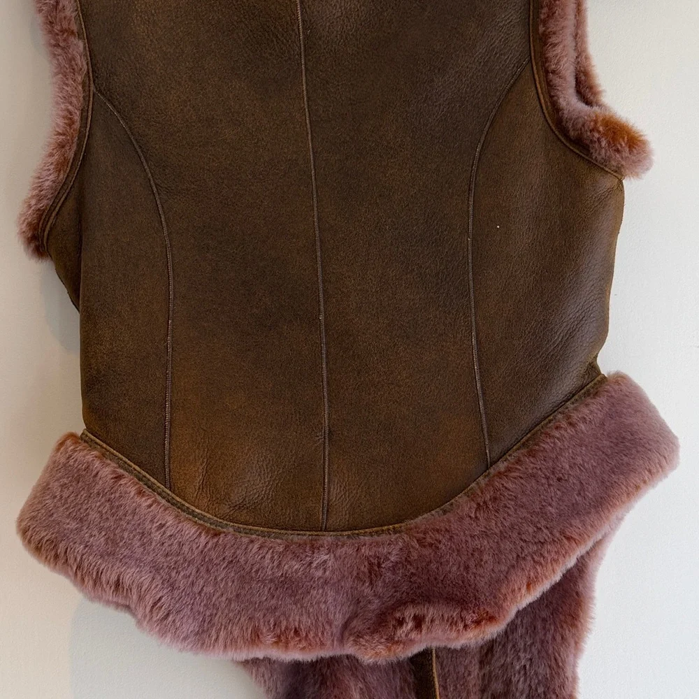 Jean Paul Gaultier Brown Suede Vest with Mauve Trim - Picture 8 of 8